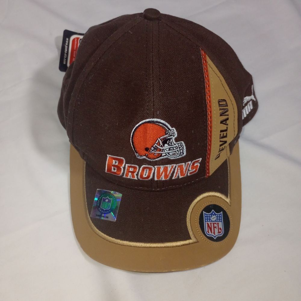 Vintage PUMA Cleveland Browns Hat Brown Adjustable Cap New